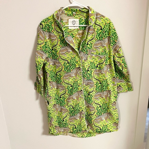 PRINT FRESH Bagheera Sleep Shirt in Green Apple size S cotton pockets - Picture 10 of 11
